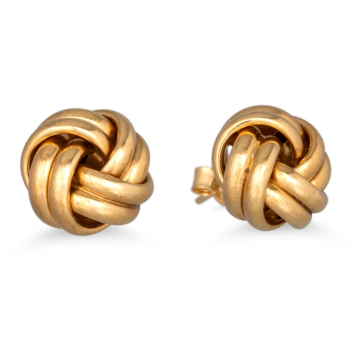 61 - A PAIR OF 18CT YELLOW GOLD KNOT EARRINGS, 1.3 g.