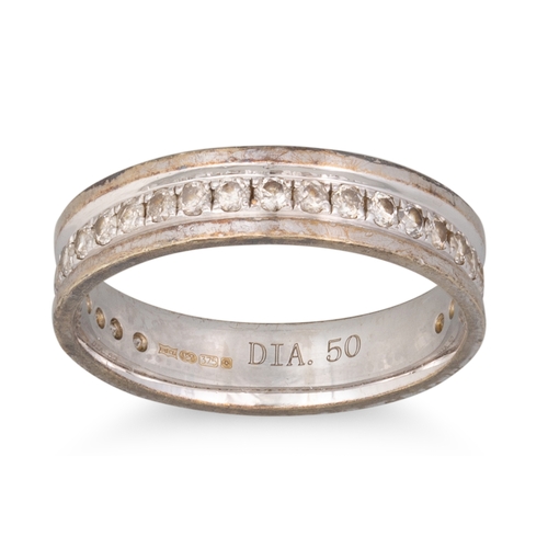 160 - A DIAMOND SET BAND RING, mounted in 9ct gold, size N. Diamond weight stamped on inside of band: 0.50... 