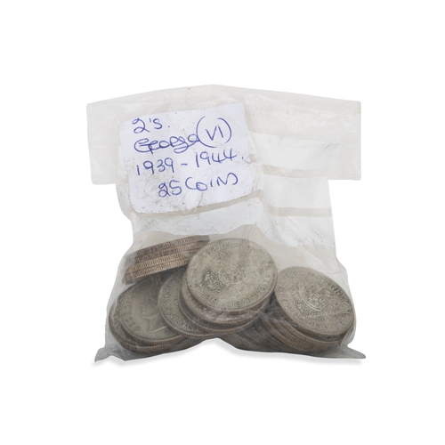 301 - A BAG OF ENGLISH 50% SILVER COINS PRE-1947, mainly florins & half crowns, total weight 1910 g.