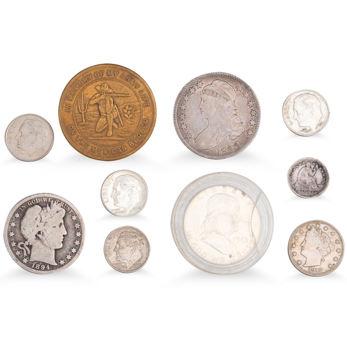 312 - COLLECTION OF 19th CENTURY AMERICAN COINS, from half dollars to half Dimes. Mostly silver 414g. F to... 