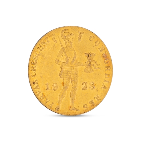 325 - A 1928 NETHERLANDS, 1 DUCAT COIN, 22 ct gold, 3.5 g.