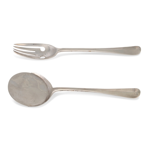 449 - A PAIR OF GEORGE V SILVER SERVING FORK AND SPOON, by Hamilton & Inches, Edinburgh 1912, ca. 145g.