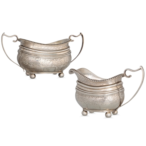 479 - A GEORGE III SILVER SUGAR BASIN & JUG, London 1813, Naphtali Hart, 457 g.