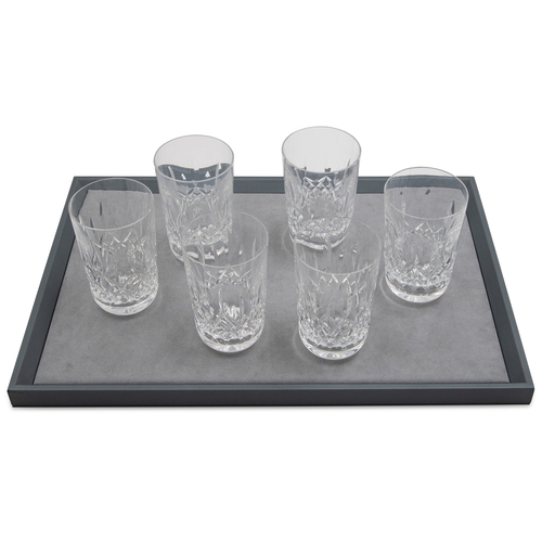 399 - A SET OF SIX WATERFORD CRYSTAL BRANDY GLASSES, together with 6 Waterford crystal tumblers, 1 chipped