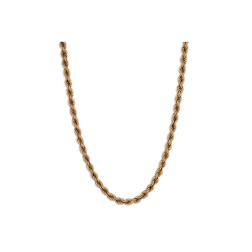 11 - A GOLD TWISTED ROPE STYLE NECKLACE, 16.5 g.