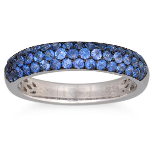 258 - A SAPPHIRE PAVÉ SET BAND, mounted in 18ct white gold, size L-M