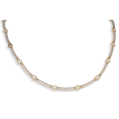 3 - A 14CT WHITE AND YELLOW GOLD NECKLACE, articulated form, gross weight 27.8 g. Chain is broken