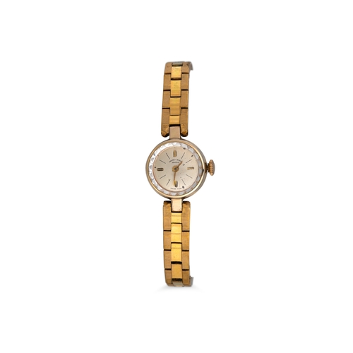 400 - A LADY'S FAVRE LEUBA VINTAGE WRISTWATCH, rolled gold head, plated bracelet strap