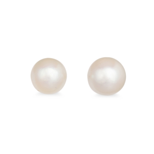 57 - A PAIR OF CULTURED PEARL EARRINGS, mounted in 9ct gold