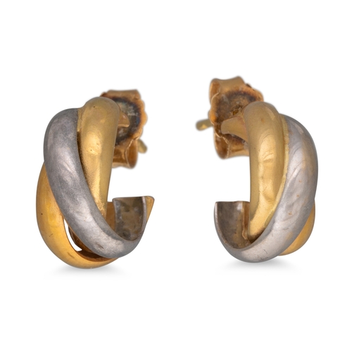 157 - A PAIR OF 9CT HOOP EARRINGS, together with an 18ct gold ring and two pairs of 18ct earrings