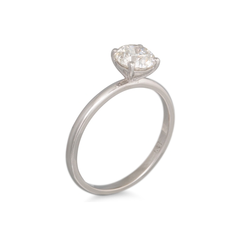 177 - A SOLITAIRE DIAMOND RING, the brilliant cut diamonds mounted in 18ct white gold. Together with an IG... 