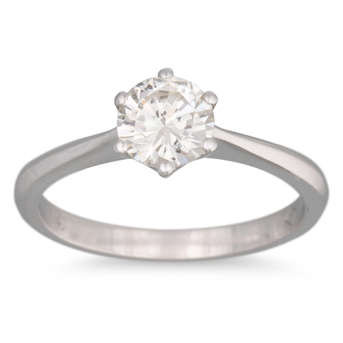 178 - A SOLITAIRE DIAMOND RING, the brilliant cut diamond mounted in 18ct white gold. Together with a HRD ... 