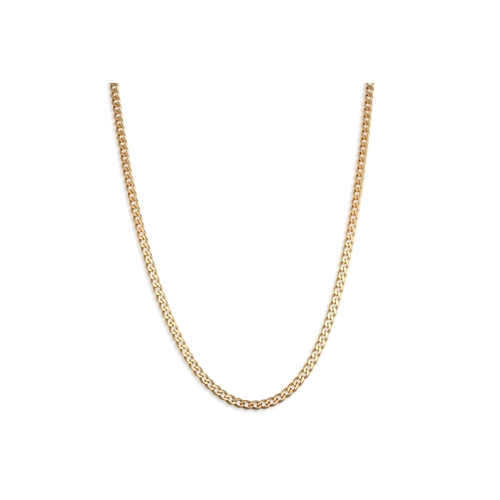 19 - A 9CT YELLOW GOLD CURB LINK NECK CHAIN, ca. 12 g.