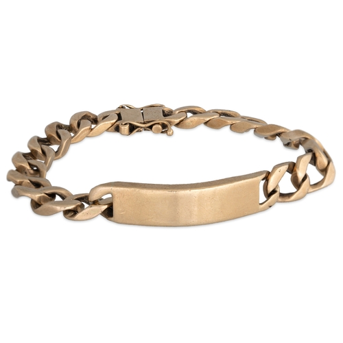 202 - A HEAVY CURB LINK BRACELET, 9ct gold, weight 58.6 g. 9