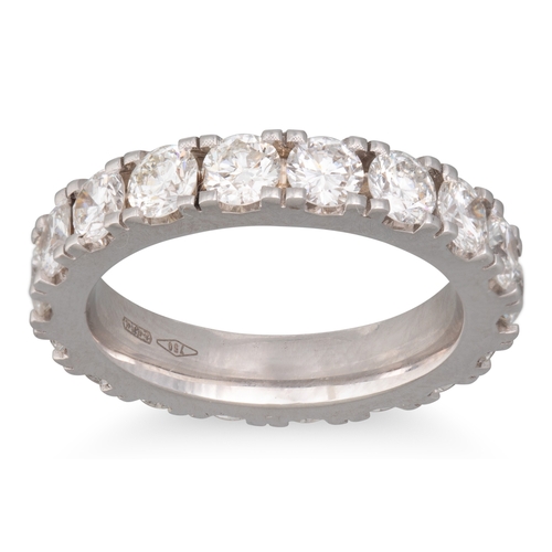 209 - A DIAMOND FULL BANDED ETERNITY RING, the brilliant cut diamonds mounted in white gold. Estimated: we... 