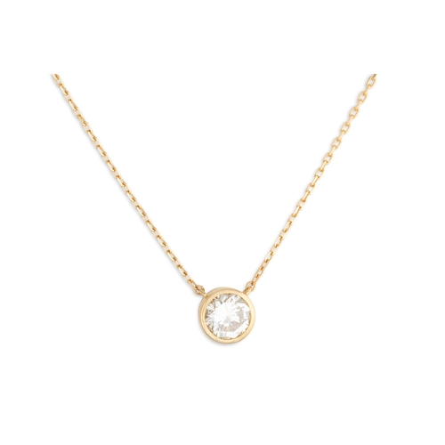 236 - A DIAMOND BEZEL SET SOLITAIRE PENDANT, mounted in 18ct yellow gold. Estimated: weight of diamond: 1.... 