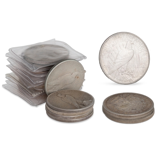 344 - 18 X AMERICAN SILVER $1 COINS; 12 Morgan dollars 1870-1900 & 6 Liberty dollars 1920s. Total 480g .90... 