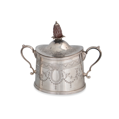 409 - A MODERN IRISH SILVER FOUR PIECE COFFEE/TEA SERVICE, with Neo-classical chaised and engraved decorat... 