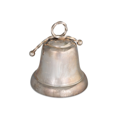 414 - A MODERN CASED CARTIER STERLING SILVER BELL, 38.3 g.