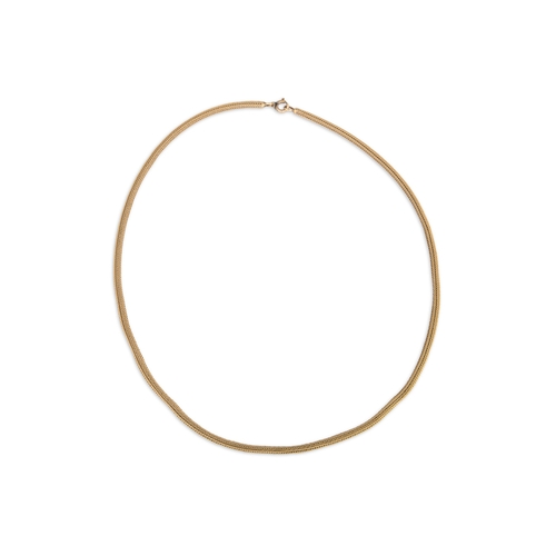 43 - A 9CT YELLOW GOLD WOVEN LINK NECK CHAIN, ca 15