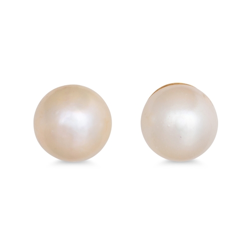 85 - TWO PAIR OF CULTURED PEARL EARRINGS, both mounted in 9ct yellow gold