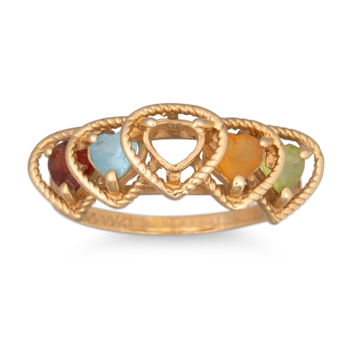 53 - A COLLECTION OF FOUR 9CT GOLD RINGS, various gem set etc. 14.5 g.