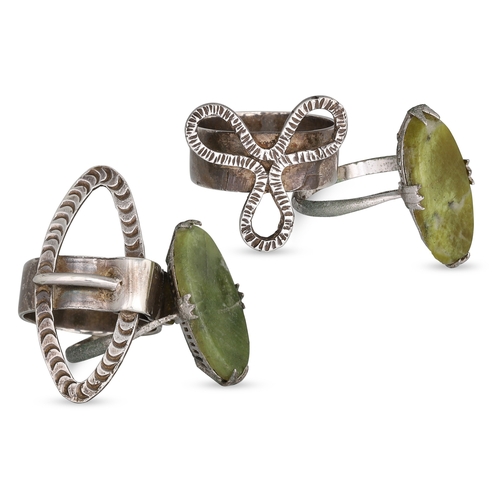 135 - FOUR VINTAGE SILVER RINGS, two of which are stone set. Sizes H-I, K-L, L-M & M