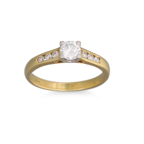 161 - A DIAMOND SOLITAIRE RING, the brilliant cut diamond mounted in 18ct yellow gold. Size L... 