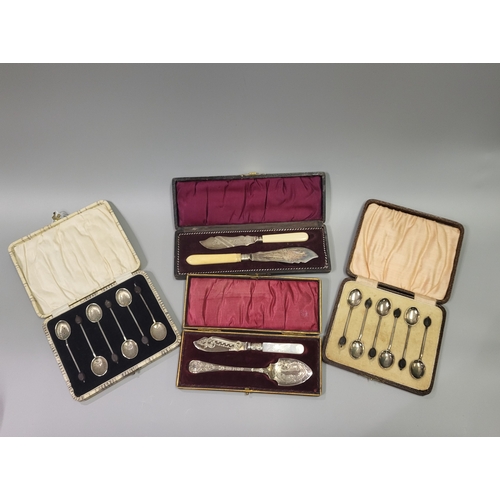 509 - A LARGE MISCELLANEOUS COLLECTION OF ANTIQUE TABLE WARE, to include two cased sets of six coffee bean... 