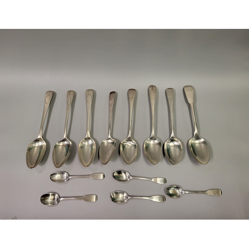 517 - A COLLECTION OF ANTIQUE SILVER CUTLERY, various dates and makers, 780 g