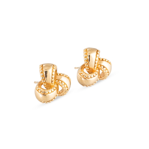 12 - A PAIR OF KNOT EARRINGS, mounted in 9ct yellow gold. Earring backs are not gold
