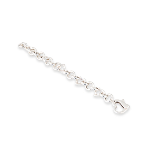 13 - A SILVER BRACELET, modelled with heart motifs