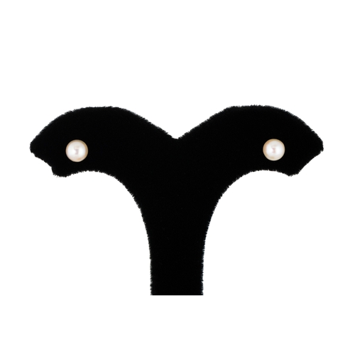 14 - A PAIR OF CULTURED PEARL STUD EARRINGS, mounted in 9ct yellow gold, earring backs not gold. Together... 