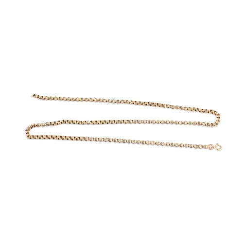175 - AN ANTIQUE 9CT GOLD BELCHER LINK NECK CHAIN, 9.9 g. Condition: needs repair