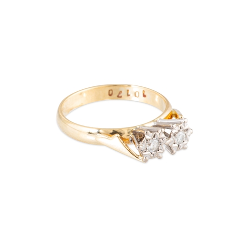 30 - AN IRISH DIAMOND TWO-STONE DRESS RING, high illusion setting, mounted in 18ct yellow gold, by O'Conn... 