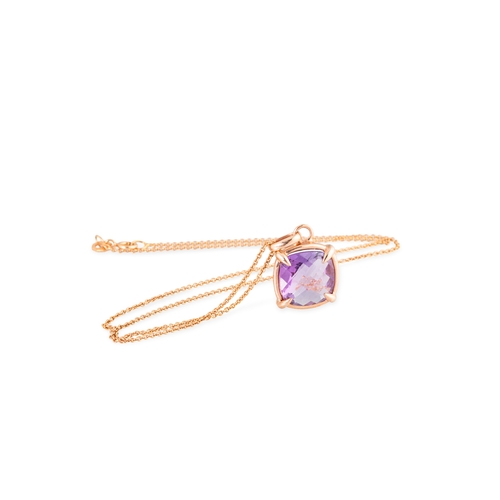 5 - AN AMETHYST SET PENDANT, mounted in 9ct gold