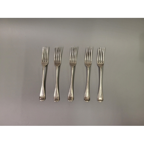 517 - A COLLECTION OF ANTIQUE SILVER CUTLERY, various dates and makers, 780 g