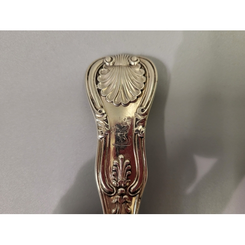 547 - A VICTORIAN ANTIQUE ENGLISH STERLING SILVER (.925) KING'S PATTERN LONG HANDLED SERVING SPOON, London... 