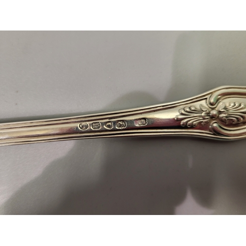 547 - A VICTORIAN ANTIQUE ENGLISH STERLING SILVER (.925) KING'S PATTERN LONG HANDLED SERVING SPOON, London... 