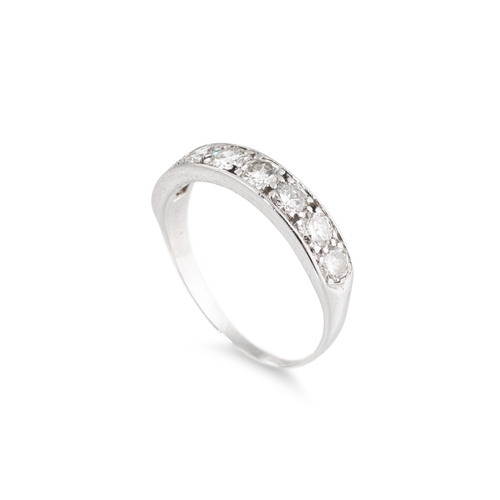 32 - AN EIGHT STONE DIAMOND RING, mounted in 18ct white gold, size R. Estimated: weight of diamonds: 1.00... 