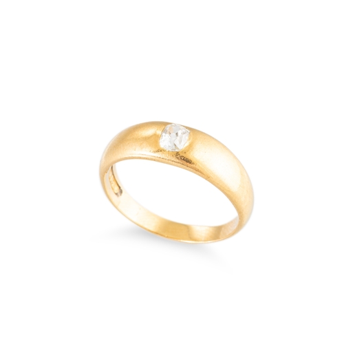 79 - AN ANTIQUE DIAMOND SET RING, the 18ct gold band inset with an old cut diamond, size N