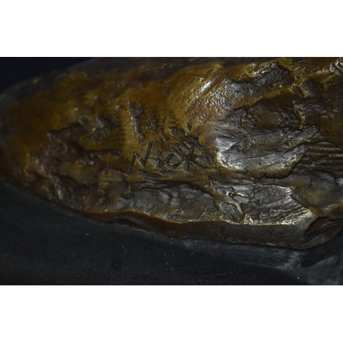 3 - Sign Bronze Of Mohican Bowman On Polished Base Standing 33 Inches Base To Bow Tip