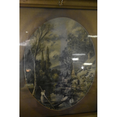 34 - 2 Antique Gilt Framed Lake/river Scene Prints