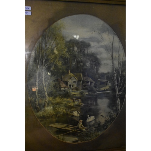 34 - 2 Antique Gilt Framed Lake/river Scene Prints