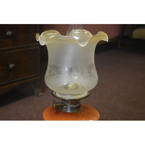 89A - Victorian Painted Bowl Oil Lamp