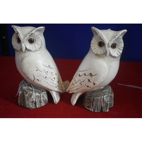 12 - 3 WOODEN OWL ORNAMENTS