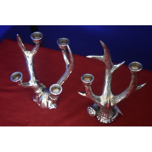 13 - 2 IMMITATION STAG HORN CANDLELABRA