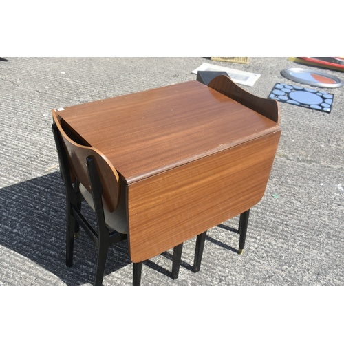 17 - 1960s MAH DROP LEAF TABLE AND 2 CHAIRS