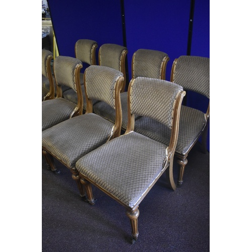 80 - SET OF 8 VICTORIAN OAK ROLL BACK DINING CHAIRS