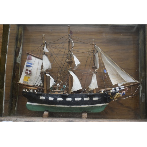 102 - SAILING SHIP IN GLASS CASE